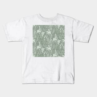 Sage Tile Flowers Kids T-Shirt